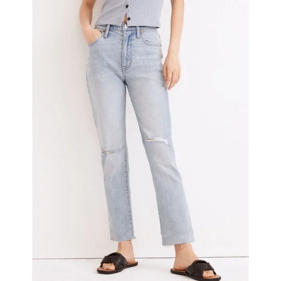 Madewell High Rise Slim Boyjean Prentice Light Wash Denim Womens Size 28 ND555‎ - Picture 2 of 10